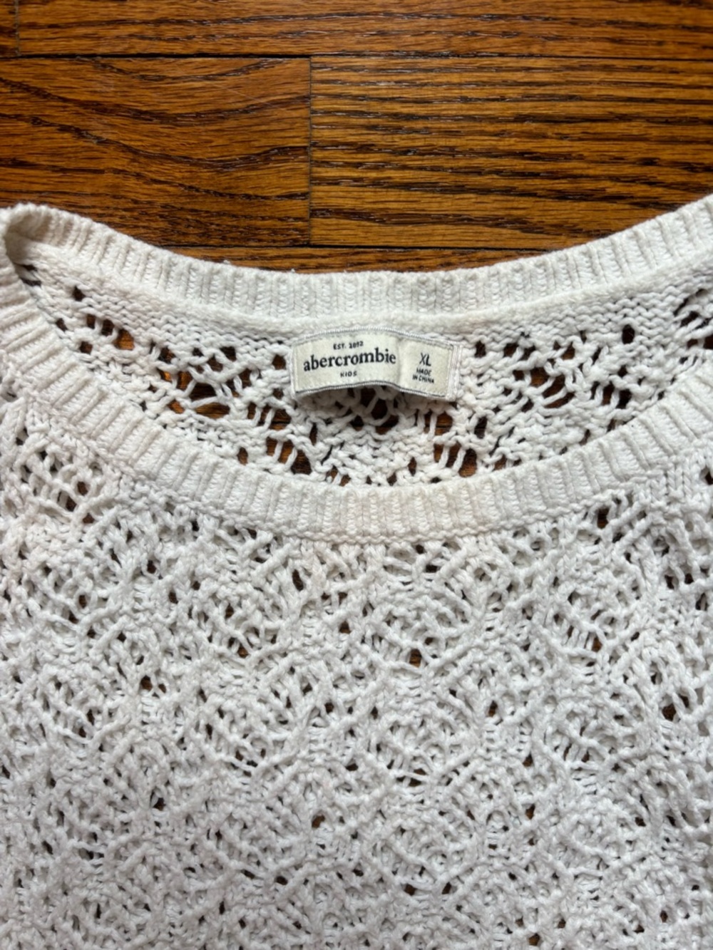 abercrombie kids Open-Knit Cream Sweater - Picture 2 of 6